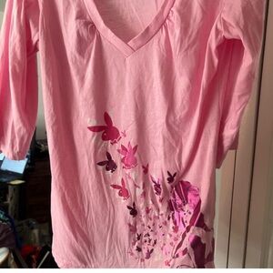 Playboy afro v neck 3/4 sleeve shirt top rare